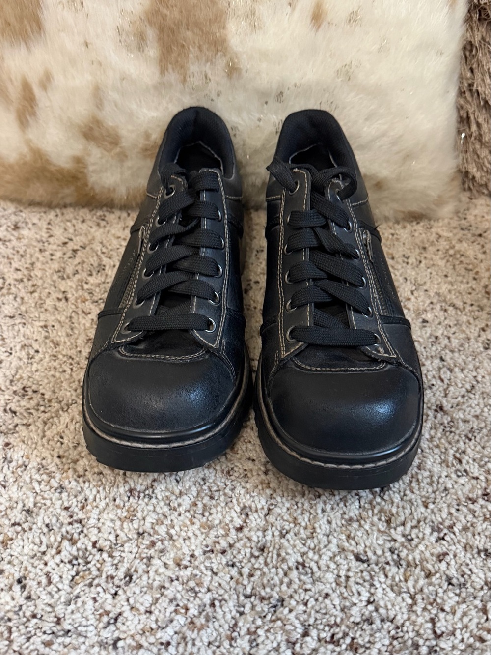 Vintage Black Leather Sketchers Tredd Jammers - Picture 3 of 11